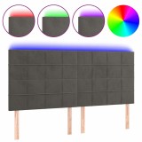 Cumpara ieftin Tablie de pat cu LED, gri inchis, 200x5x118/128 cm, catifea
