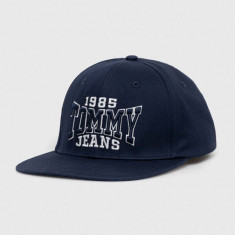 Tommy Jeans șapcă de baseball din bumbac culoarea albastru marin, cu imprimeu