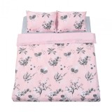 Lenjerie pat dubla Heinner 4 piese, 100% bumbac, 132TC, roz, dimensiuni pat 200x220 cm