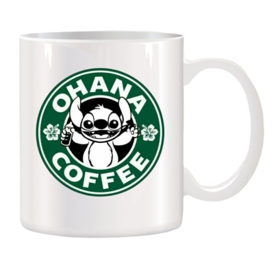 Cana alba personalizata Stitch and Coffee Starbucks, INOVATIX&amp;reg;. 330ml foto