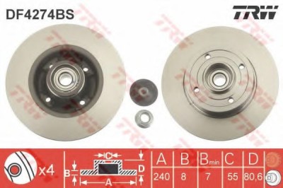 Disc frana RENAULT MEGANE II Limuzina (LM0/1) (2003 - 2016) TRW DF4274BS foto