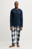 Fila pijamale de bumbac culoarea bleumarin, cu imprimeu, FPW1237