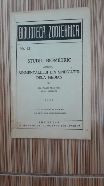 Studiu biometric asupra simmentalului din sindicatul de la Medias - Ioan Maurer