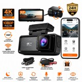 Cumpara ieftin Camera Bord Auto QOVU S5 4K Fata + 1080P Spate, WiFi, Kit Parcare, Night Vision, Ecran 3.2 inch, G-Sensor, Unghi 170&deg;