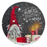 Suport pentru pahare, pentru Craciun, din lemn, rotund, gri inchis, Mos Craciun, Let it snow, 11 cm