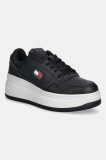 Tommy Jeans sneakers din piele TJW RETRO BASKET FLATFORM culoarea negru, EN0EN02860