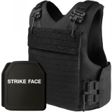 Set Vesta Tactica Reglabila + 2 Placi Balistice NIJ IV, Linovit&reg;, pentru Airsoft, Paintball, Tir sportiv, Outdoor, Vanatoare, Material Oxford 1000D, S