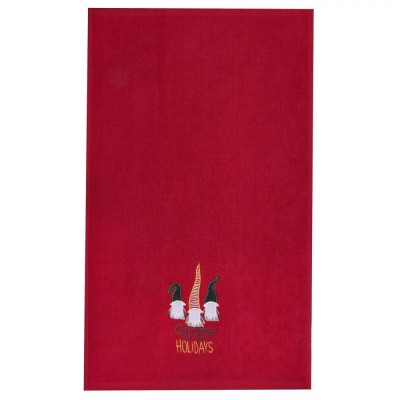 Prosop Bumbac Gname for the Holidays, Figuri Gnome Brodat, Roșu, 60x40cm foto