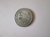 Belgia 2 Francs 1944 Ocupatia Aliata moneda din otel placat cu zinc