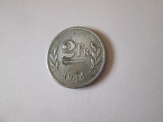 Belgia 2 Francs 1944 Ocupatia Aliata moneda din otel placat cu zinc foto