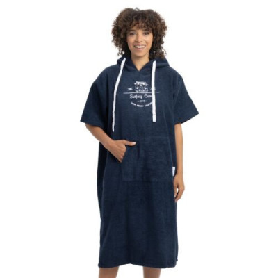 Poncho de baie cu broderie Homelevel, S-M, Albastru, Bumbac organic, 54984.19 foto