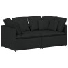 Canapea modulara cu perne, negru, textil
