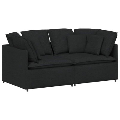 Canapea modulara cu perne, negru, textil foto