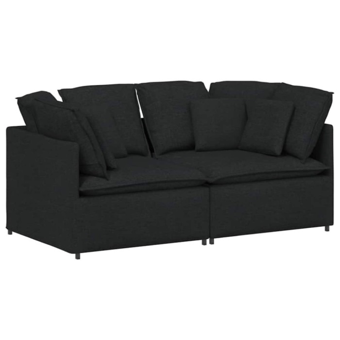 Canapea modulara cu perne, negru, textil
