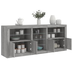 vidaXL Servantă cu lumini LED, gri sonoma, 181,5x37x67 cm foto