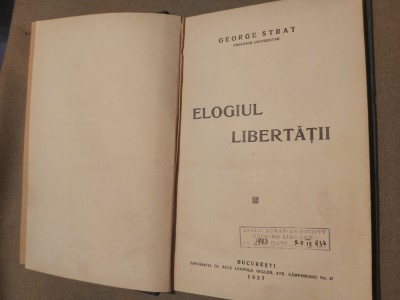 ELOGIU LIBERTATII.GEORGE STRAT.1937 S1. foto