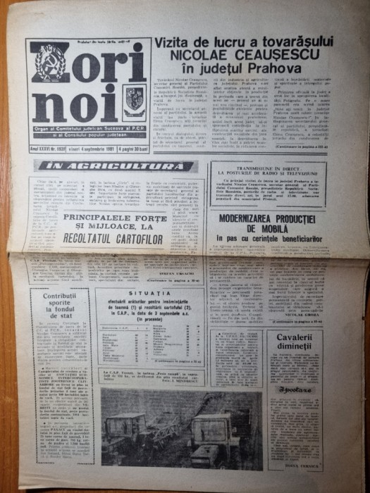 zori noi 4 septembrie 1981 -ziar al consiliului judetean suceava