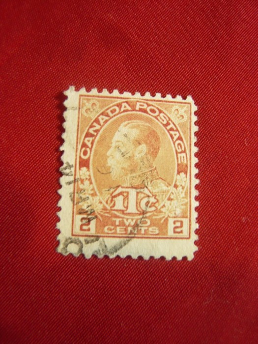 2 Timbre Canada 1916 Rege George V cu ITC - 2C roz si carmin stampilate