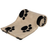 Pătură pentru c&acirc;ini și pisici - bej cu lăbuțe, 150 x 100 cm