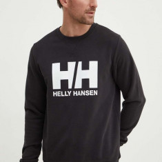 Helly Hansen hanorac de bumbac bărbați, culoarea negru, cu imprimeu 34000