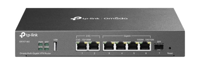Router VPN, 2 x RJ45 2.5G, 1 x SFP Gigabit, 4 x RJ45 Gigabit, 1 x USB, 1U - TP-Link Omada ER707-M2