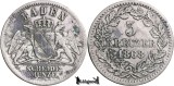 1868, 3 Kreuzer, Frederic I, Baden, KM 246, Argint, Ducat, Moneda Veche