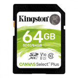 Sd card kingston 64gb canvas select plus clasa 10 uhs-i r/w 100/85 mb/s format: exfat