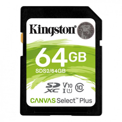 Sd card kingston 64gb canvas select plus clasa 10 uhs-i r/w 100/85 mb/s format: exfat foto