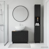 Cumpara ieftin Set de dulapuri pentru baie, 2 piese EDE Negru Lemn prelucrat