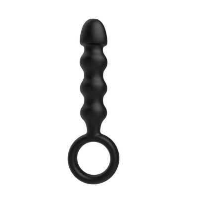 Dop Anal cu Inel Anal Plug Large, Silicon, Negru, 14.5 cm, Passion Labs, Mystery foto