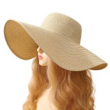 Palaria Mare pentru Femei, Stil Boho, Material Tip Paie, Usoara si Eleganta, Bej