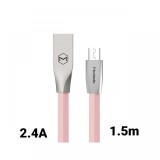 Cablu MicroUSB Mcdodo Zn-Link Silver Pink (1.5m, 2.4A max)