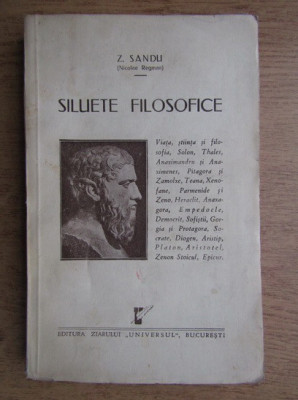 Z. Sandu (Nicolae Regman) - Siluete filosofice (1933, prima editie) foto