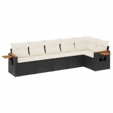 Cumpara ieftin Set mobilier de gradina cu perne, 6 piese, negru, poliratan