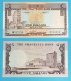 Hong Kong (p#73) 5 Dollars 1975 &#039;The Chartered Bank&#039; UNC serie: M513134