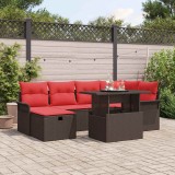 vidaXL Set de canapele pentru grădină cu pernă 7 pcs Maro Rattan poli 3361013