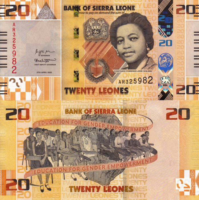 SIERRA LEONE 20 leones 2022 UNC!!!