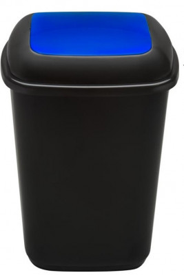 Cos Plastic Reciclare Selectiva, Capacitate 28l, Plafor Quatro - Negru Cu Capac Albastru - Hartie foto