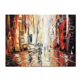 Tablou 3D pictat manual living, dormitor, Impreuna spre viitor, 80x60cm ulei pe panza