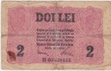 ROMANIA 2 LEI BGR 1917 UZATA Stampilata