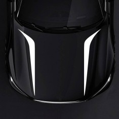 Set 2 stickere autoadezive Tuning, model &quot;Hood Stripes V2&quot;, dimensiune 100 x 26 cm, culoare Alba