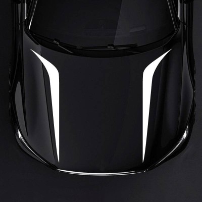 Set 2 stickere autoadezive Tuning, model &amp;quot;Hood Stripes V2&amp;quot;, dimensiune 100 x 26 cm, culoare Alba FAVLine Selection foto