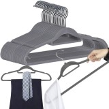 Set 20 umerase catifelate gri anti-alunecare Ruhhy, cu carlig rotativ