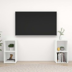 vidaXL Comode TV, 2 buc., alb, 72x35x36,5 cm , PAL