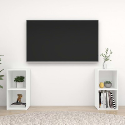 vidaXL Dulapuri TV, 2 buc., alb, 72x35x36,5 cm, lemn prelucrat foto