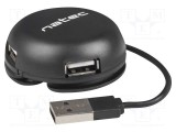 Hub USB NATEC 4 porturi USB 2.0 negru PnP 480Mbps