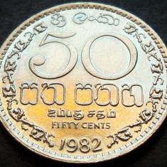 Moneda exotica 50 CENTI - SRI LANKA, anul 1982 * cod 4325 = A.UNC