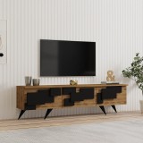 Cumpara ieftin Comoda TV Trida, Antracit-Nuc - Negru-Stejar, 160x35x45 cm