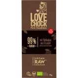 Ciocolata Raw Vegana Lovechock Extreme Dark 99% Cacao Bio Fara Zahar Adaugat 70g