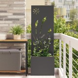 Ghiveci de Grădină cu Panou Decorativ Negru 50 x 140 cm